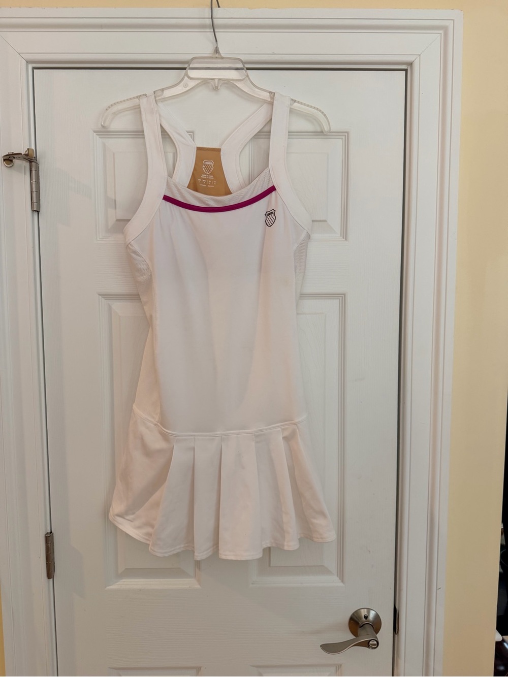 Ladies Size Large "K-Swiss" White & Tan Racerback Sports Tank Dress GUC